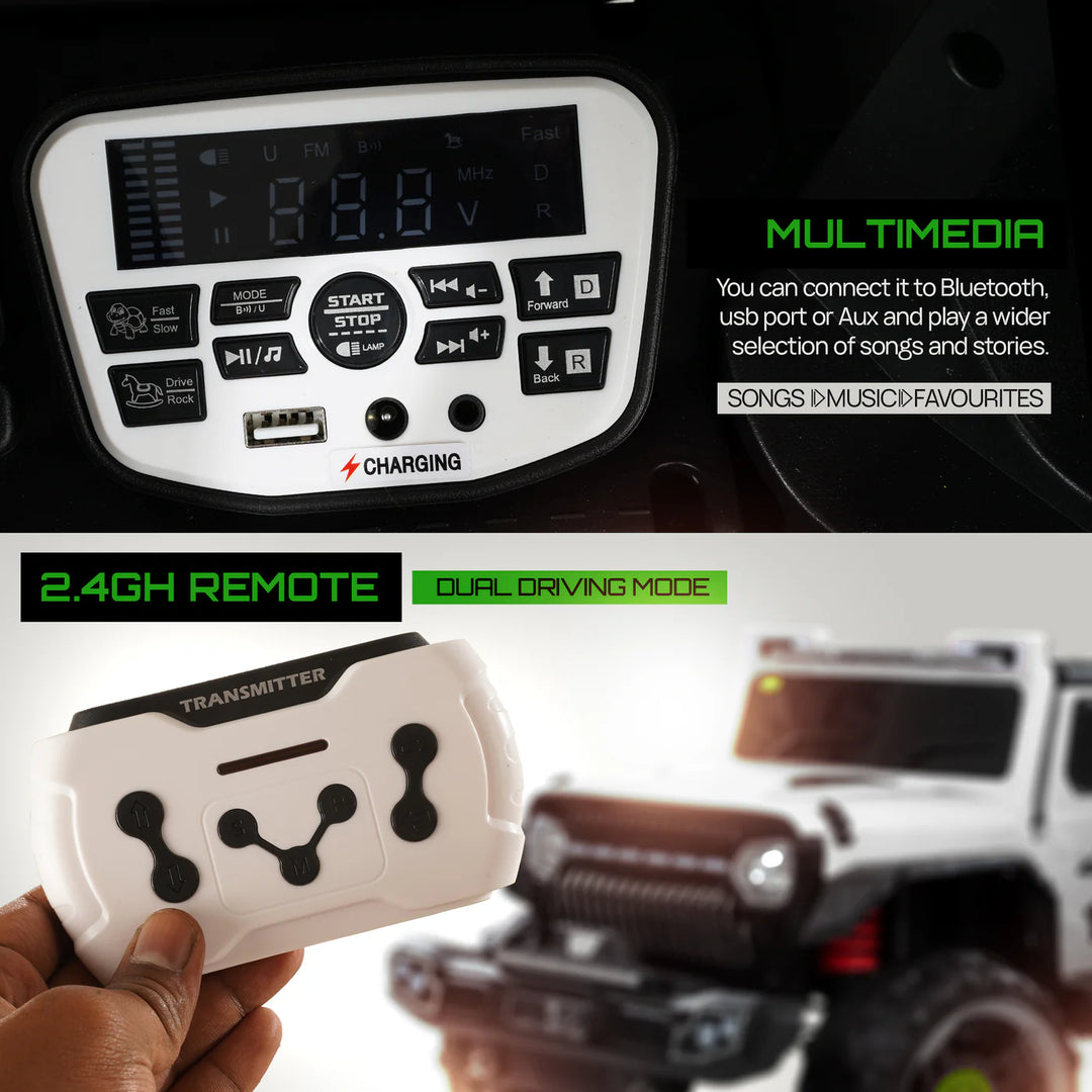 KIDZON Hurricane Battery Operated Jeep for Kids, Ride on Toy Kids Car with Music & Light | Rechargeable Electric Jeep Car for Kids to 2 to 8 Years Boys Girls