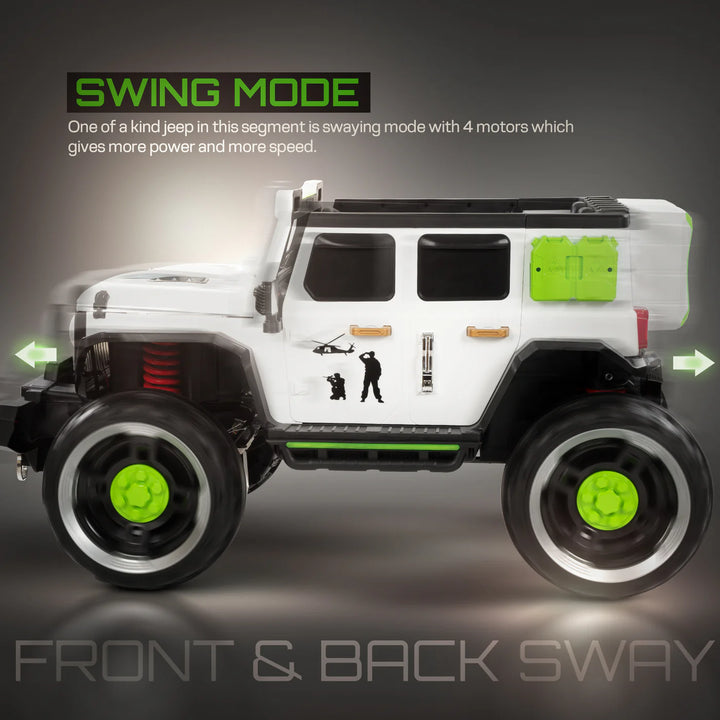 KIDZON Hurricane Battery Operated Jeep for Kids, Ride on Toy Kids Car with Music & Light | Rechargeable Electric Jeep Car for Kids to 2 to 8 Years Boys Girls