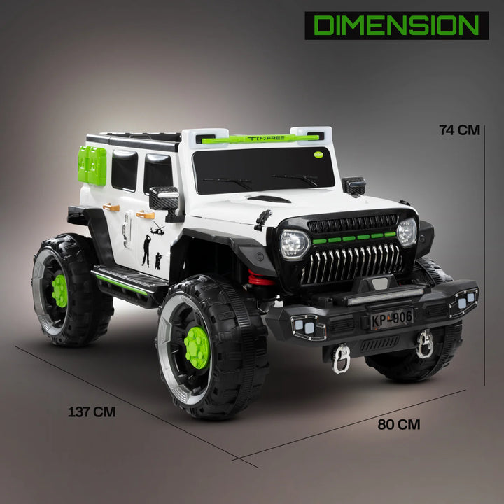 KIDZON Hurricane Battery Operated Jeep for Kids, Ride on Toy Kids Car with Music & Light | Rechargeable Electric Jeep Car for Kids to 2 to 8 Years Boys Girls