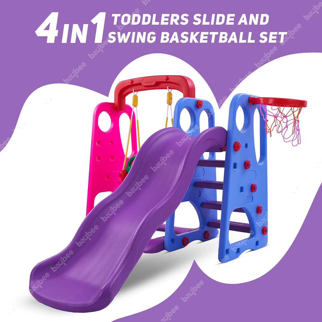 KIDZON 3 in 1 Climber Foldable Baby Garden Slide for Kids - Plastic Garden Slide for Kids/Toddlers/Indoor/Outdoor Preschoolers for Boys and Girls Age Group-1 to 5 Years,Blue & Red(Pack of 1 set)