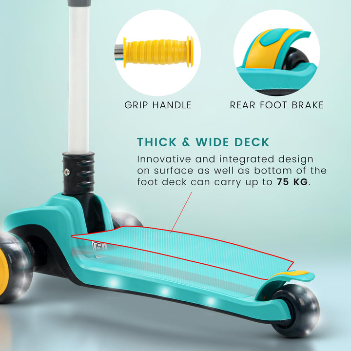 Taz Skate Scooter for Kids, Smart 3 Wheel Kids Scooter with Height Adjustable Runner Scooter for Kids 2 to 10 Years Boys Girls