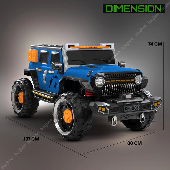 KIDZON Hurricane Battery Operated Jeep for Kids, Ride on Toy Kids Car with Music & Light | Rechargeable Electric Jeep Car for Kids to 2 to 8 Years Boys Girls