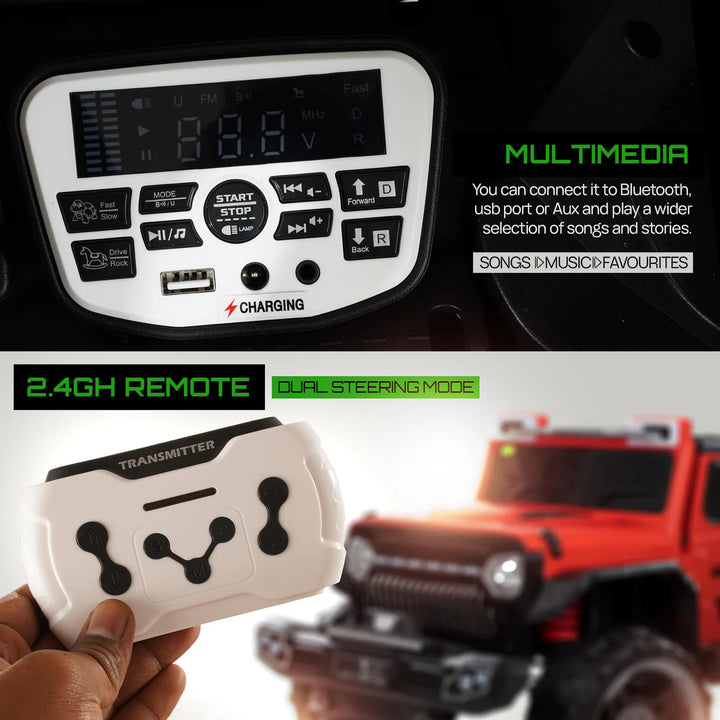 KIDZON Hurricane Battery Operated Jeep for Kids, Ride on Toy Kids Car with Music & Light | Rechargeable Electric Jeep Car for Kids to 2 to 8 Years Boys Girls