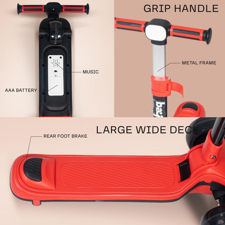 Taz Skate Scooter for Kids, Smart 3 Wheel Kids Scooter with Height Adjustable Runner Scooter for Kids 2 to 10 Years Boys Girls