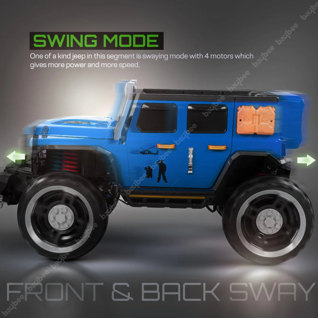 KIDZON Hurricane Battery Operated Jeep for Kids, Ride on Toy Kids Car with Music & Light | Rechargeable Electric Jeep Car for Kids to 2 to 8 Years Boys Girls