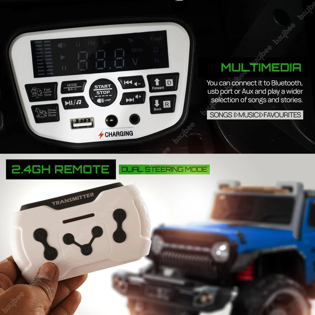 KIDZON Hurricane Battery Operated Jeep for Kids, Ride on Toy Kids Car with Music & Light | Rechargeable Electric Jeep Car for Kids to 2 to 8 Years Boys Girls