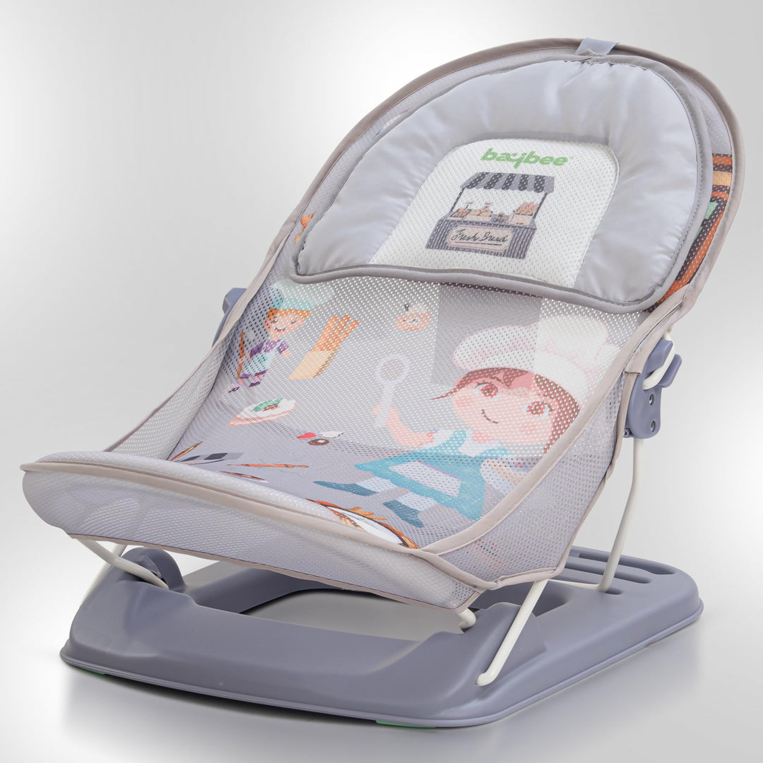 Bella Anti Slip Baby Bather For Newborn Baby 0 - 6 months, Bathing Chair With 3 Position Adjustable & Washable Soft Mesh Seat, Baby Bath Seat Chair for Bath Tub With Suction Cup & Backrest
