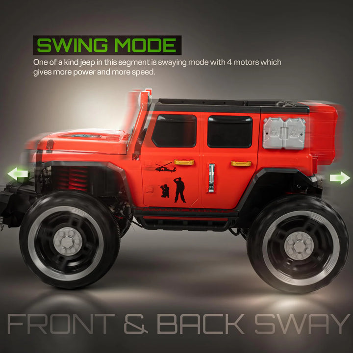 KIDZON Hurricane Battery Operated Jeep for Kids, Ride on Toy Kids Car with Music & Light | Rechargeable Electric Jeep Car for Kids to 2 to 8 Years Boys Girls