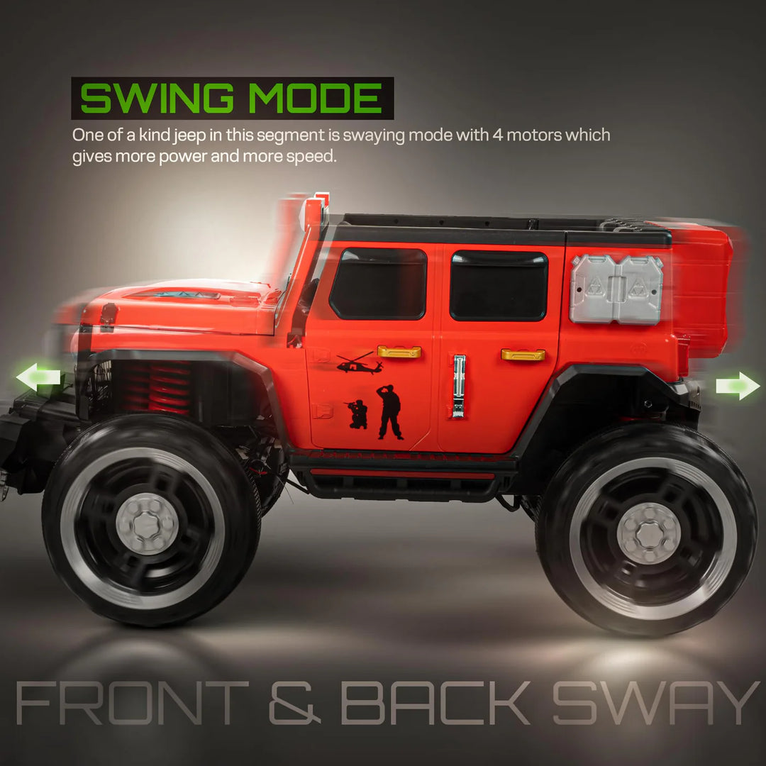 KIDZON Hurricane Battery Operated Jeep for Kids, Ride on Toy Kids Car with Music & Light | Rechargeable Electric Jeep Car for Kids to 2 to 8 Years Boys Girls