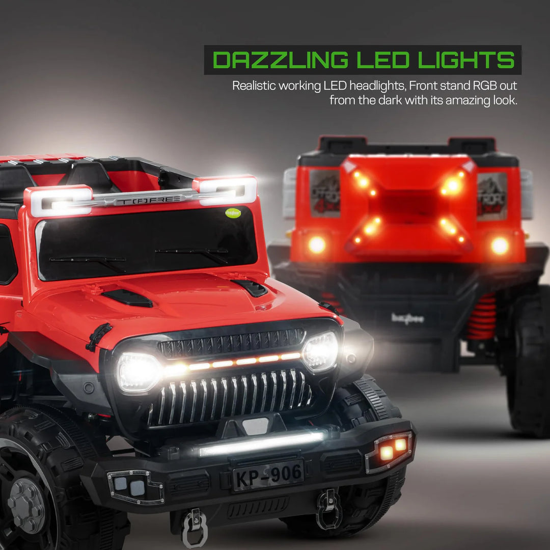 KIDZON Hurricane Battery Operated Jeep for Kids, Ride on Toy Kids Car with Music & Light | Rechargeable Electric Jeep Car for Kids to 2 to 8 Years Boys Girls