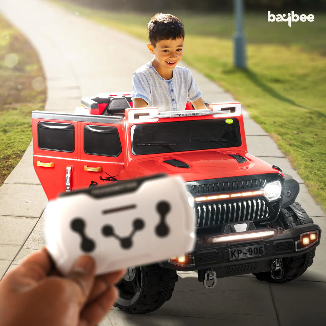 KIDZON Hurricane Battery Operated Jeep for Kids, Ride on Toy Kids Car with Music & Light | Rechargeable Electric Jeep Car for Kids to 2 to 8 Years Boys Girls