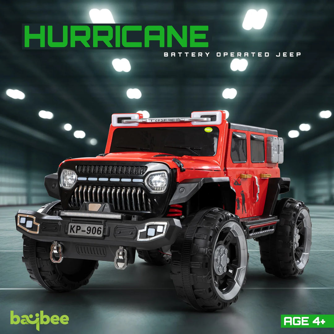 KIDZON Hurricane Battery Operated Jeep for Kids, Ride on Toy Kids Car with Music & Light | Rechargeable Electric Jeep Car for Kids to 2 to 8 Years Boys Girls