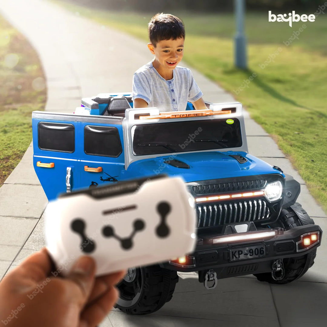 KIDZON Hurricane Battery Operated Jeep for Kids, Ride on Toy Kids Car with Music & Light | Rechargeable Electric Jeep Car for Kids to 2 to 8 Years Boys Girls