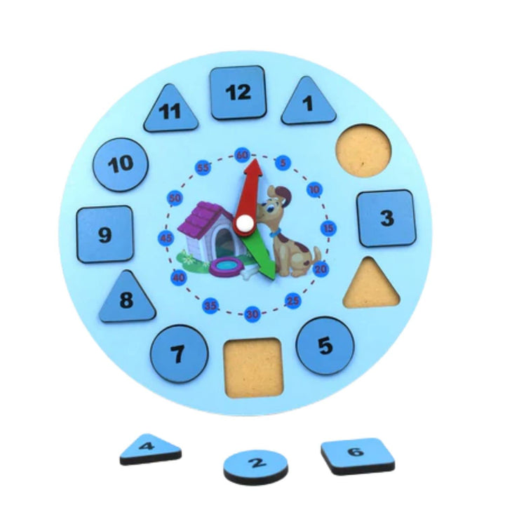 Wooden Shape Color Sorting Clock- Teaching Time Clock Shape Patterns