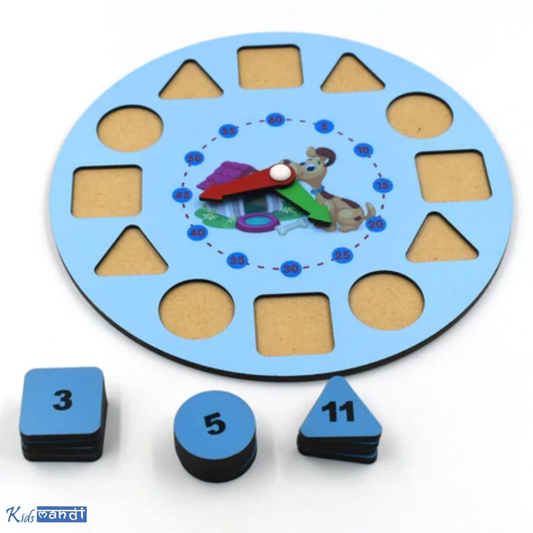 Wooden Shape Color Sorting Clock- Teaching Time Clock Shape Patterns