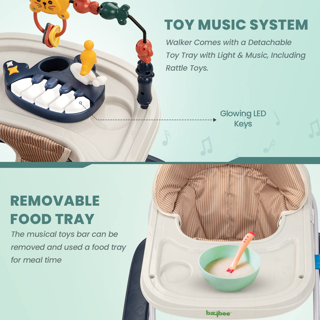 Baby Walker for Kids with 2 Height Adjustable & Tray | Multi-Function Anti-Rollover