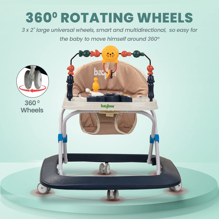 Baby Walker for Kids with 2 Height Adjustable & Tray | Multi-Function Anti-Rollover