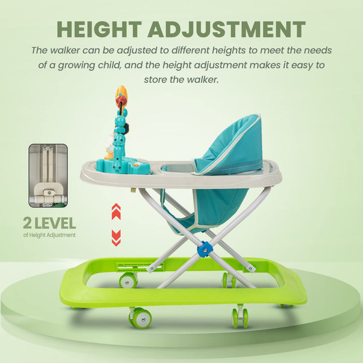 Baby Walker for Kids with 2 Height Adjustable & Tray | Multi-Function Anti-Rollover