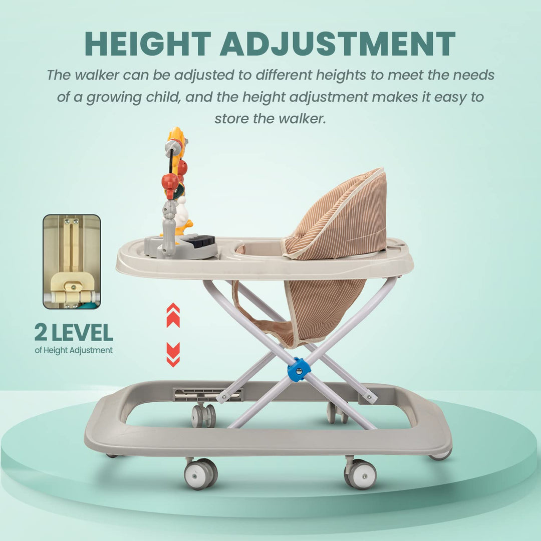 Baby Walker for Kids with 2 Height Adjustable & Tray | Multi-Function Anti-Rollover