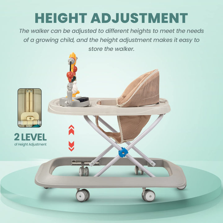 Baby Walker for Kids with 2 Height Adjustable & Tray | Multi-Function Anti-Rollover