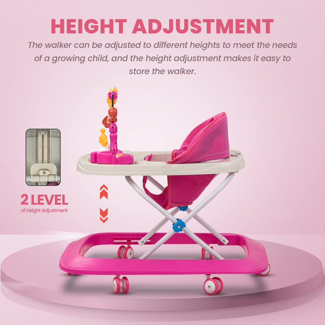Baby Walker for Kids with 2 Height Adjustable & Tray | Multi-Function Anti-Rollover
