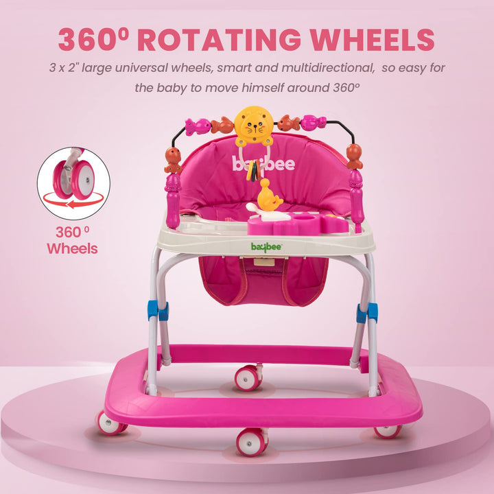 Baby Walker for Kids with 2 Height Adjustable & Tray | Multi-Function Anti-Rollover