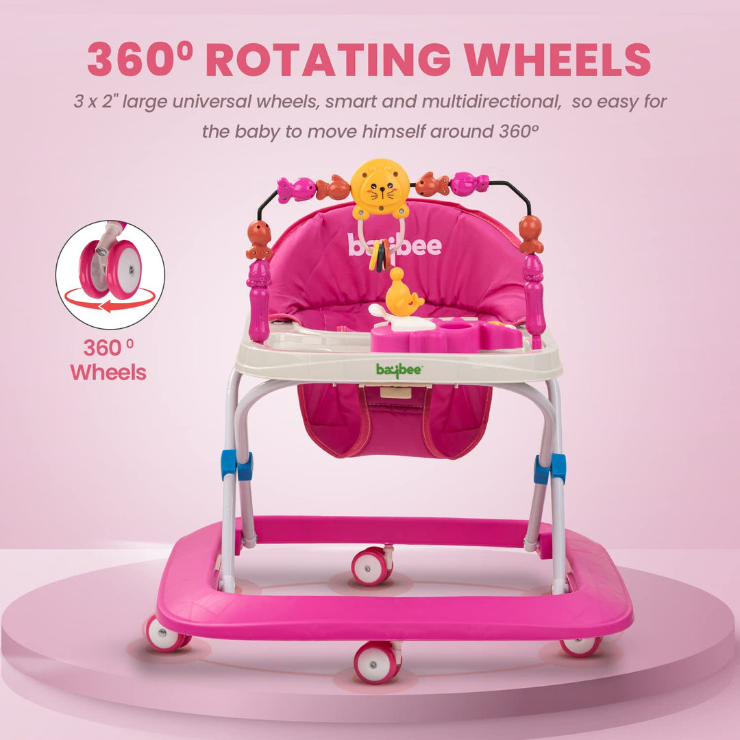 Baby Walker for Kids with 2 Height Adjustable & Tray | Multi-Function Anti-Rollover