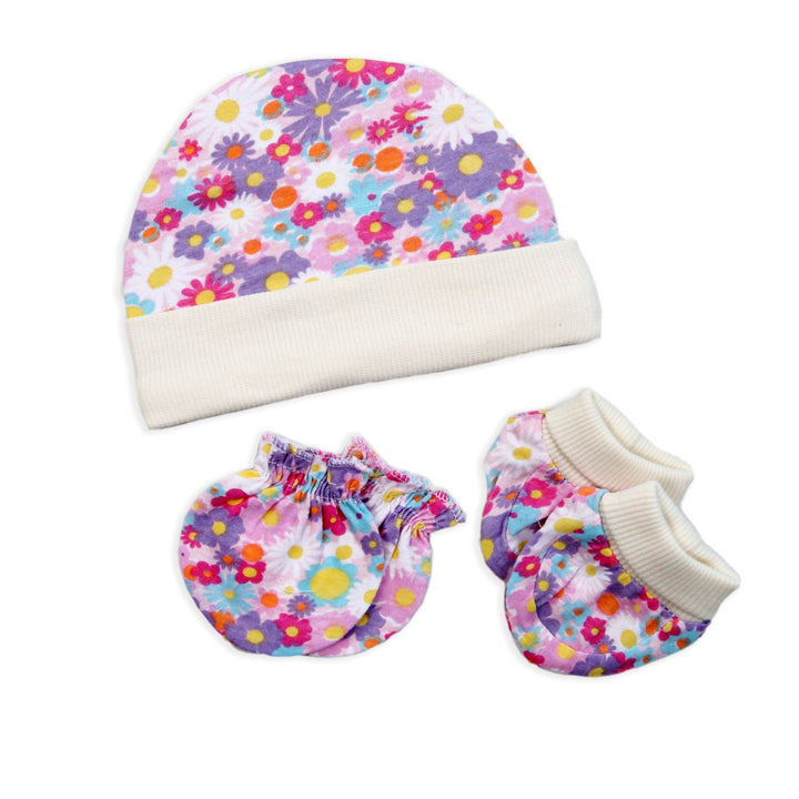 COTTON BABY MITTENS, BOOTIES & CAP SET FOR NEW BORN BABY | NEWBORN BABY CLOTHES ESSENTIALS FOR WINTER(ASSORTED) PCK3