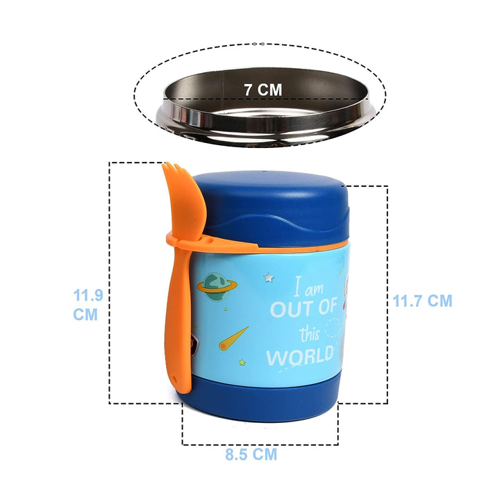 YOUP Stainless Steel Insulated Purple Pink Color Food Jar with Fork MUNCHKIN-325 ml