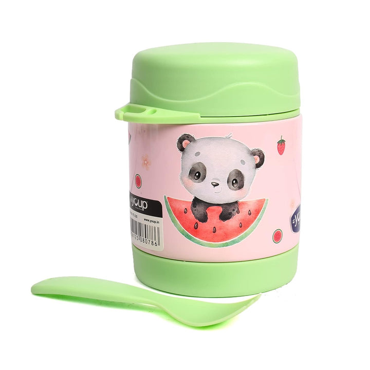 YOUP Stainless Steel Insulated Purple Pink Color Food Jar with Fork MUNCHKIN-325 ml