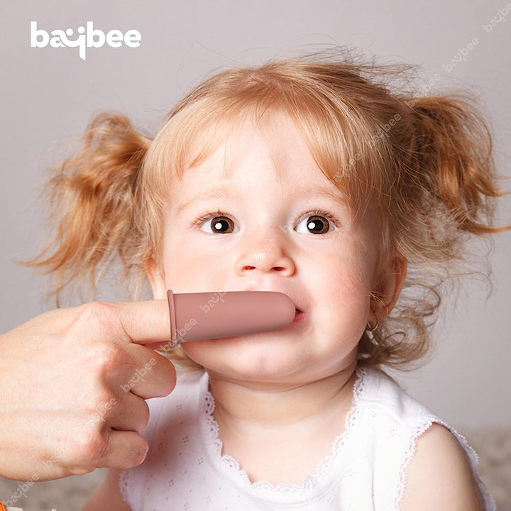 Silicon Baby Finger Toothbrush with Super Soft Bristles Food Grade BPA Free Massaging Gum Gentle Oral Cleaning Teeth &Tongue Brush for Toddlers, Kids & Infants 3 Months (PCK2)