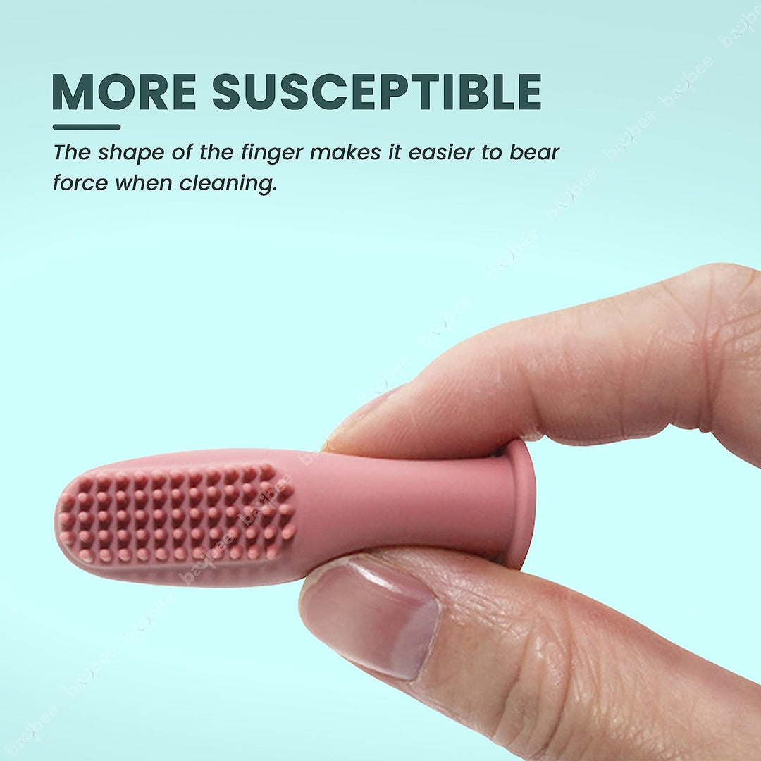 Silicon Baby Finger Toothbrush with Super Soft Bristles Food Grade BPA Free Massaging Gum Gentle Oral Cleaning Teeth &Tongue Brush for Toddlers, Kids & Infants 3 Months (PCK2)