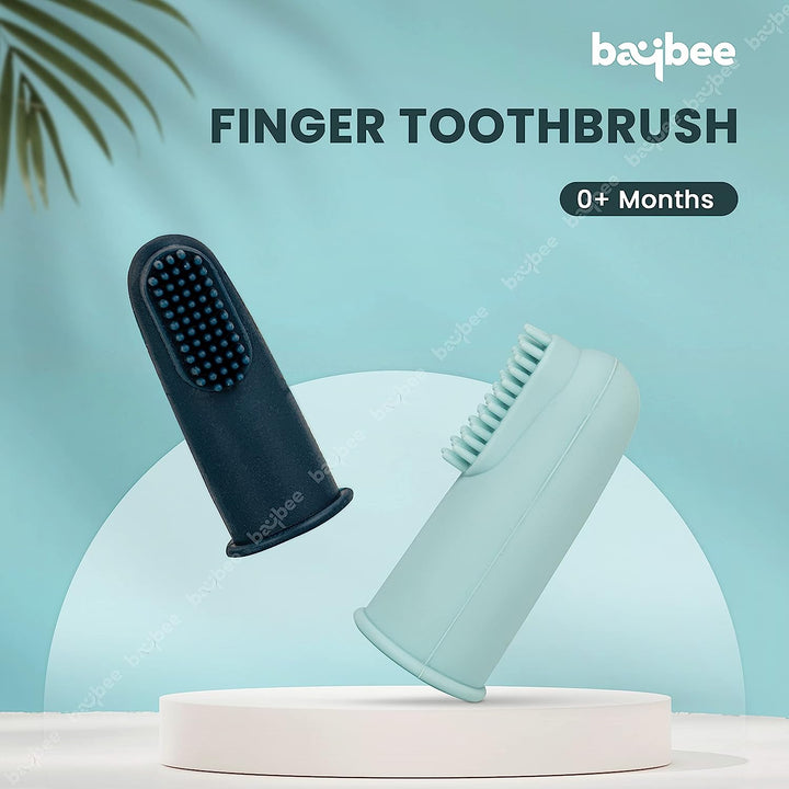 Silicon Baby Finger Toothbrush with Super Soft Bristles Food Grade BPA Free Massaging Gum Gentle Oral Cleaning Teeth &Tongue Brush for Toddlers, Kids & Infants 3 Months (PCK2)