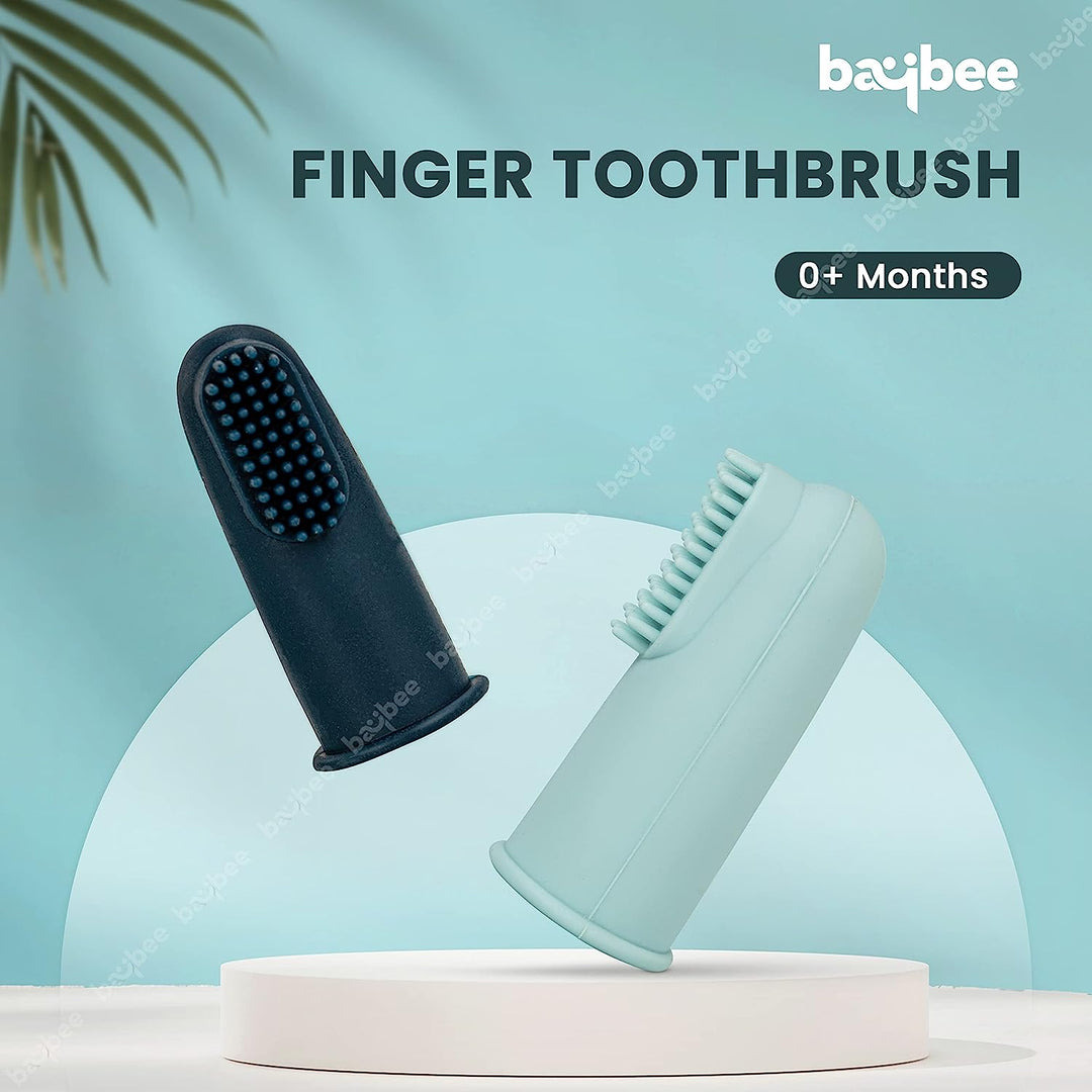 Silicon Baby Finger Toothbrush with Super Soft Bristles Food Grade BPA Free Massaging Gum Gentle Oral Cleaning Teeth &Tongue Brush for Toddlers, Kids & Infants 3 Months (PCK2)