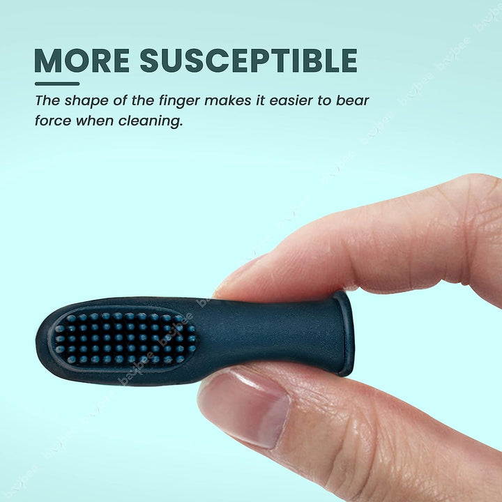 Silicon Baby Finger Toothbrush with Super Soft Bristles Food Grade BPA Free Massaging Gum Gentle Oral Cleaning Teeth &Tongue Brush for Toddlers, Kids & Infants 3 Months (PCK2)