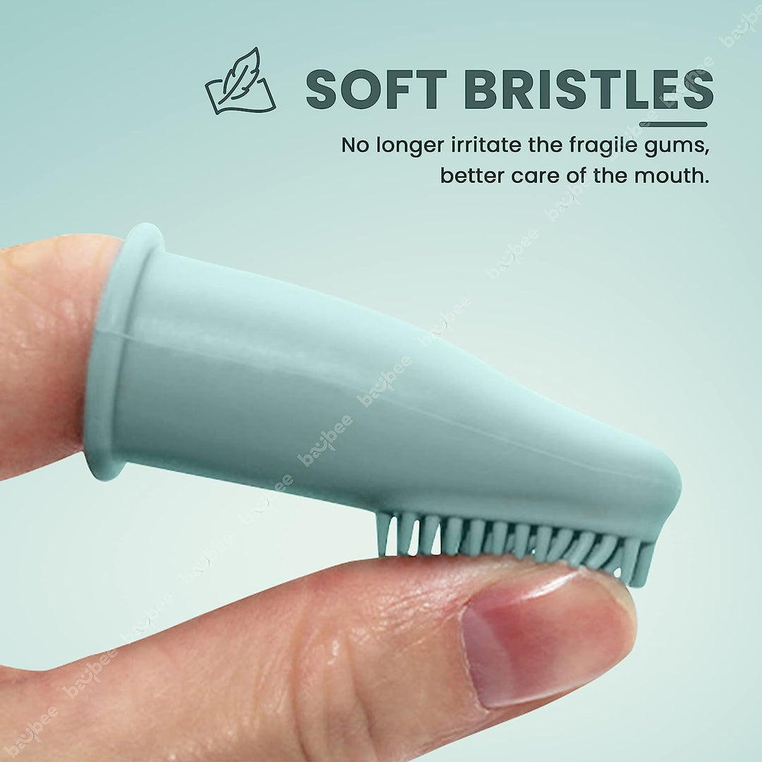 Silicon Baby Finger Toothbrush with Super Soft Bristles Food Grade BPA Free Massaging Gum Gentle Oral Cleaning Teeth &Tongue Brush for Toddlers, Kids & Infants 3 Months (PCK2)