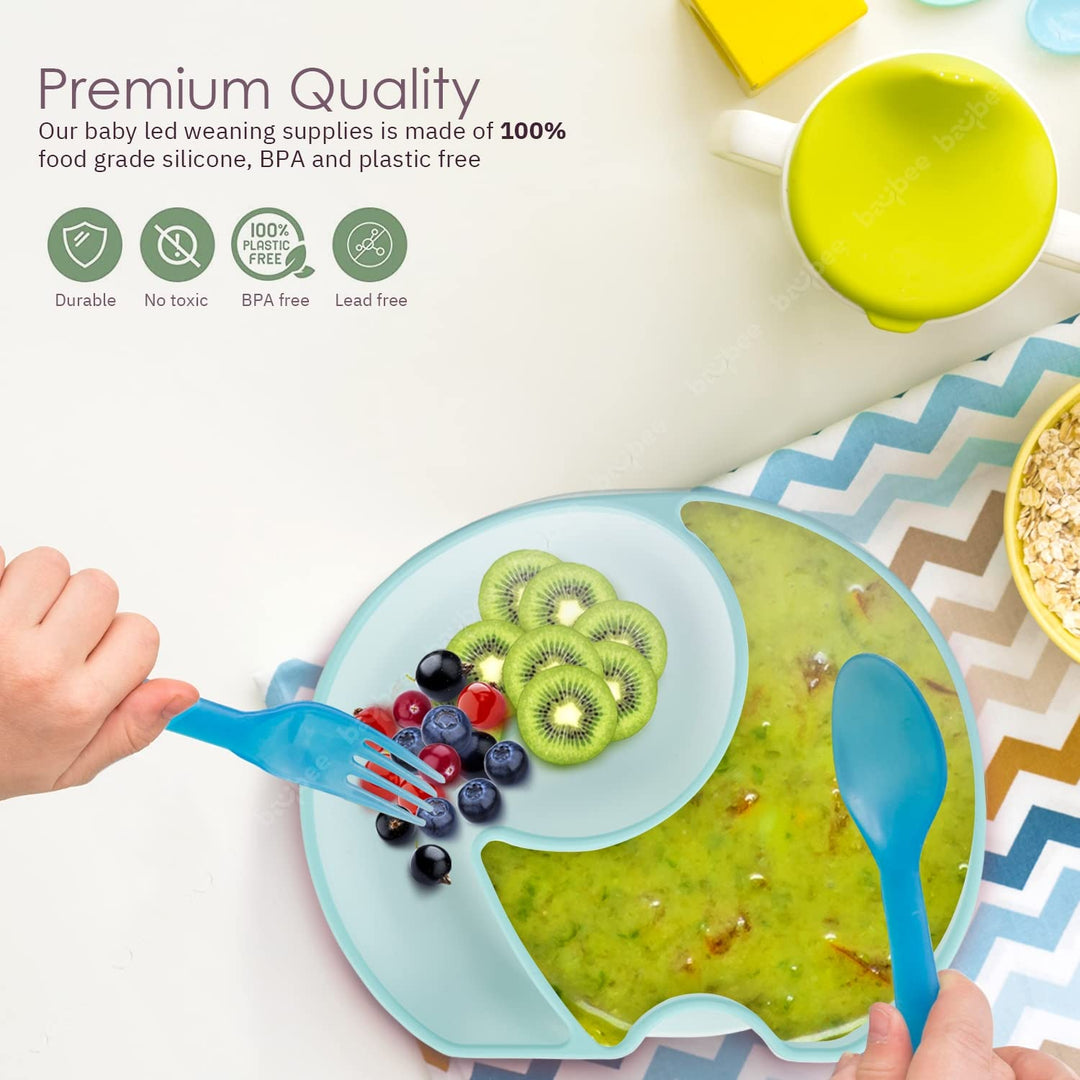 Infant Elephant Silicone Suction Baby Plates for Baby Self Eating Food Grade Non Slip Feeder Bowl for Toddlers, Strong Grip Suction
