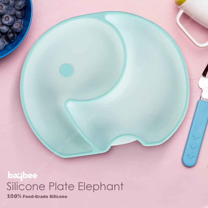 Infant Elephant Silicone Suction Baby Plates for Baby Self Eating Food Grade Non Slip Feeder Bowl for Toddlers, Strong Grip Suction