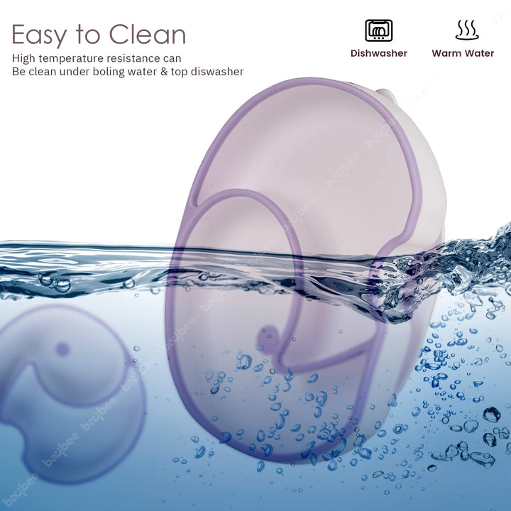 Infant Elephant Silicone Suction Baby Plates for Baby Self Eating Food Grade Non Slip Feeder Bowl for Toddlers, Strong Grip Suction