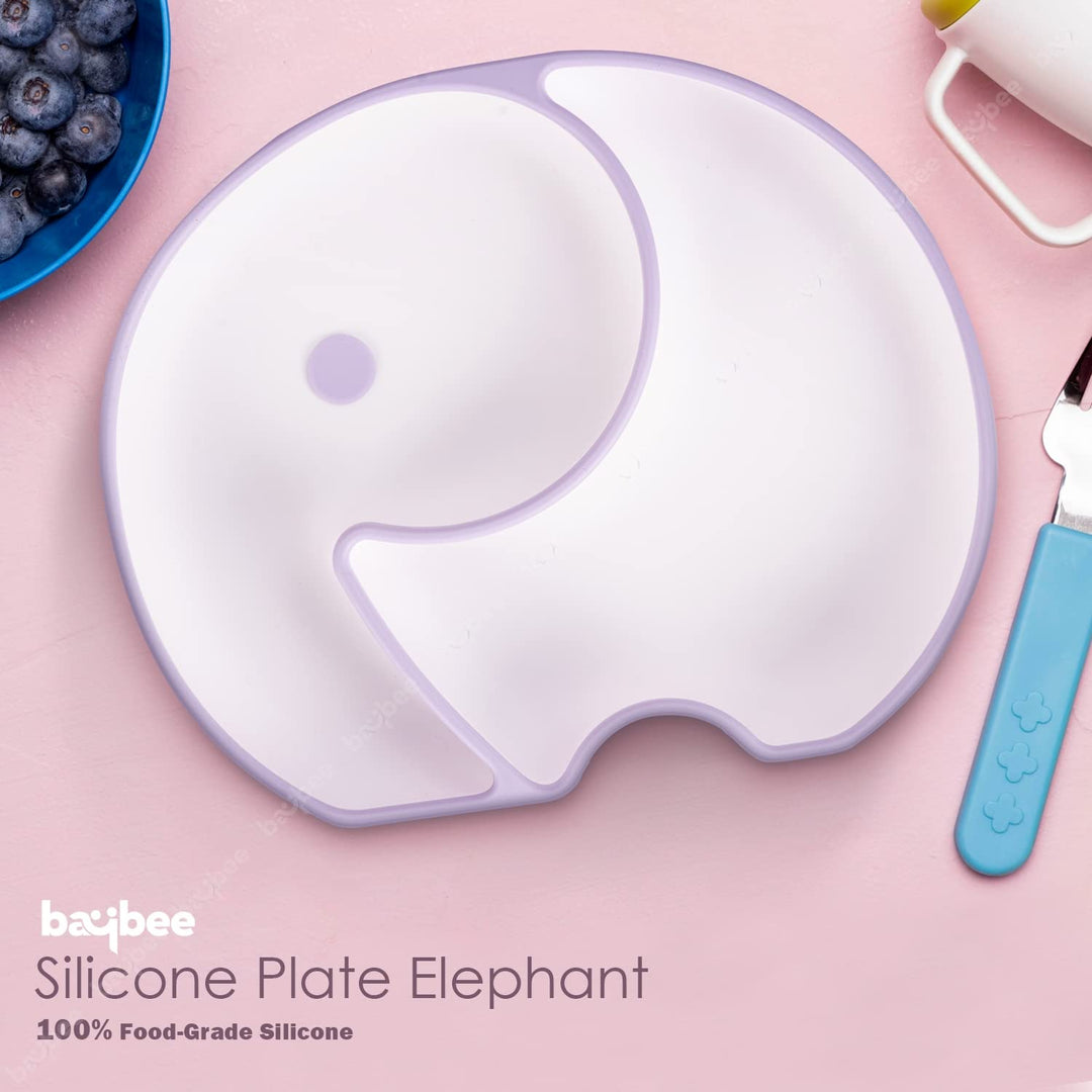 Infant Elephant Silicone Suction Baby Plates for Baby Self Eating Food Grade Non Slip Feeder Bowl for Toddlers, Strong Grip Suction