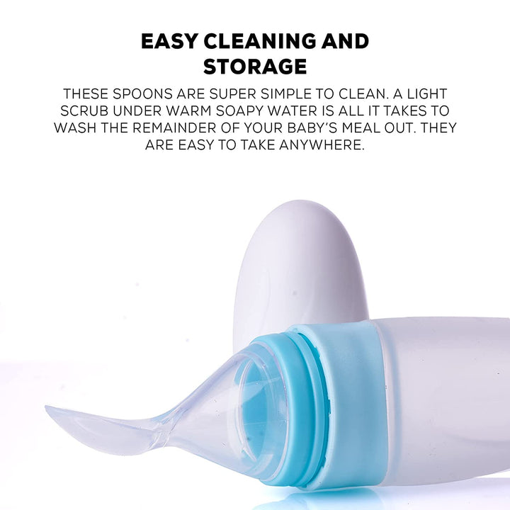 Infant Food Feeder, Soft Silicone Squeeze Feeder Bottle with Spoon for Semi-Solid Food for Infants Newborns 3 Months+