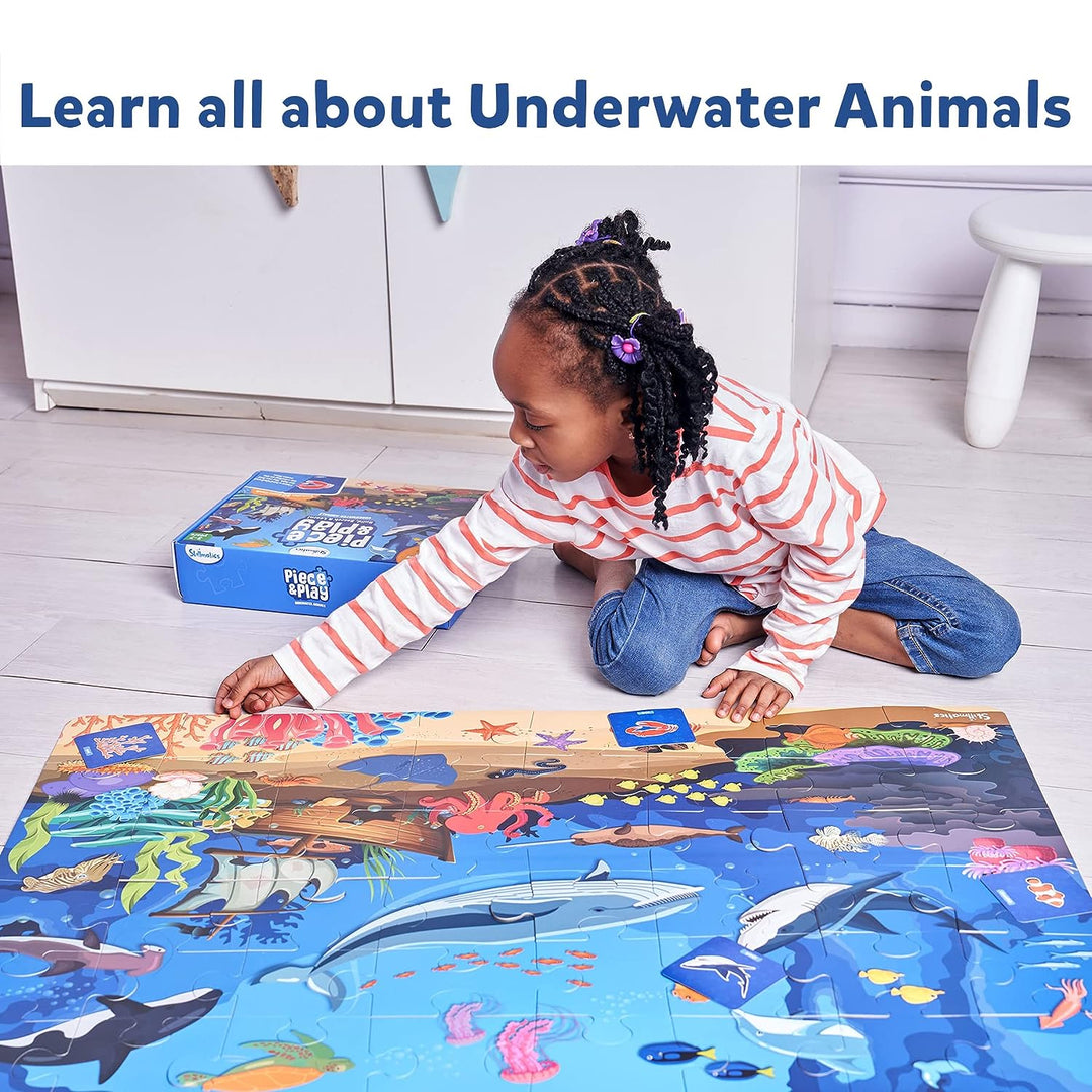 Skillmatics Floor Puzzle & Game - Piece & Play Underwater Animals, Jigsaw Puzzle