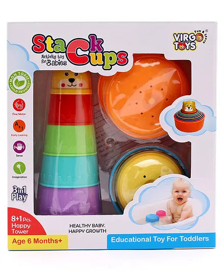 Virgo Toys Stacking Cup Toy 9 Pieces - Multicolor
