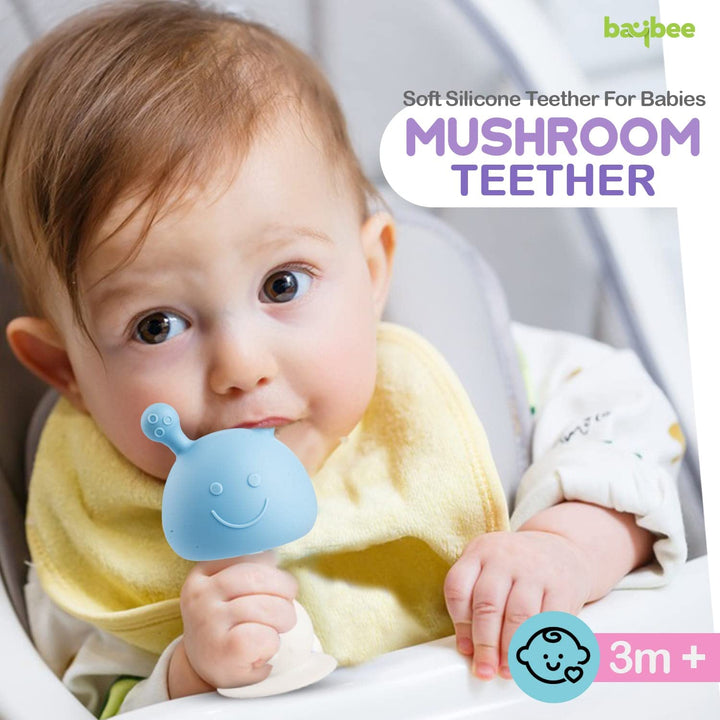 Silicone Teether for Babies| Non Toxic and BPA Free Teether| Food Grade Silicone Teether for Infants| Easy to chew, Teething Toy for Kids Above 3 Months (Blue)