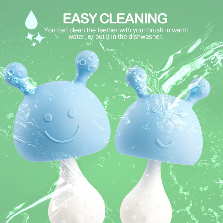 Silicone Teether for Babies| Non Toxic and BPA Free Teether| Food Grade Silicone Teether for Infants| Easy to chew, Teething Toy for Kids Above 3 Months (Blue)