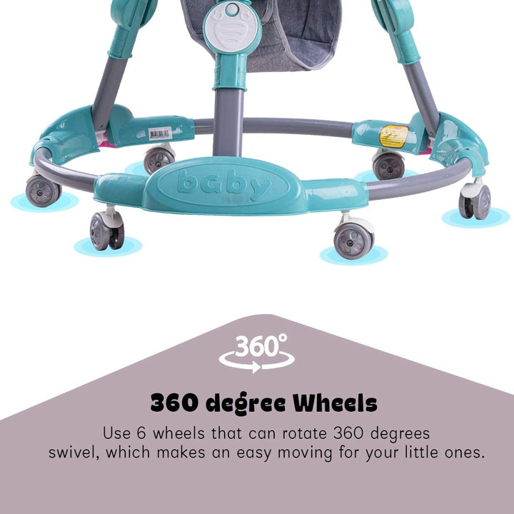 Kidzee Round Kids Walker with Foldable & 3 Height Adjustable | Walker for Baby