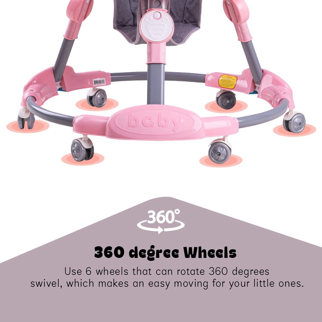 Kidzee Round Kids Walker with Foldable & 3 Height Adjustable | Walker for Baby