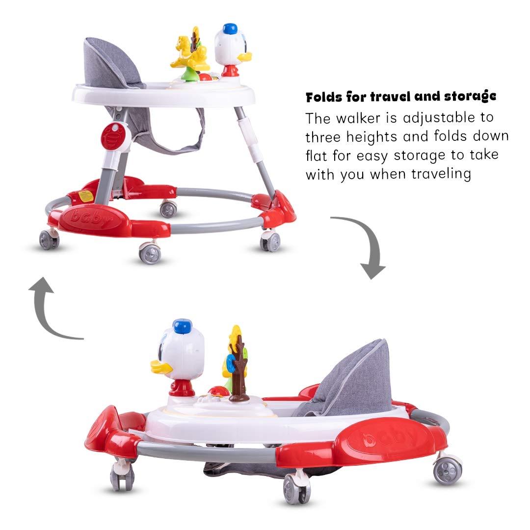 Kidzee Round Kids Walker with Foldable & 3 Height Adjustable | Walker for Baby