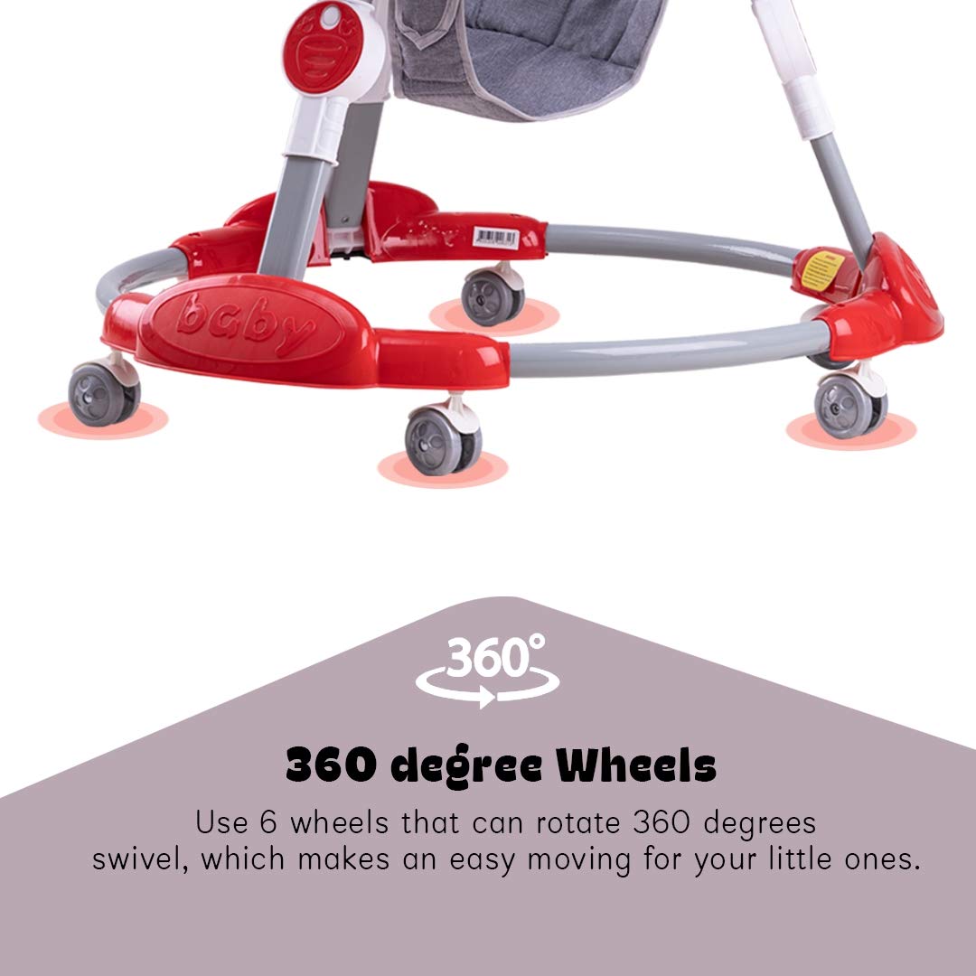 Kidzee Round Kids Walker with Foldable & 3 Height Adjustable | Walker for Baby