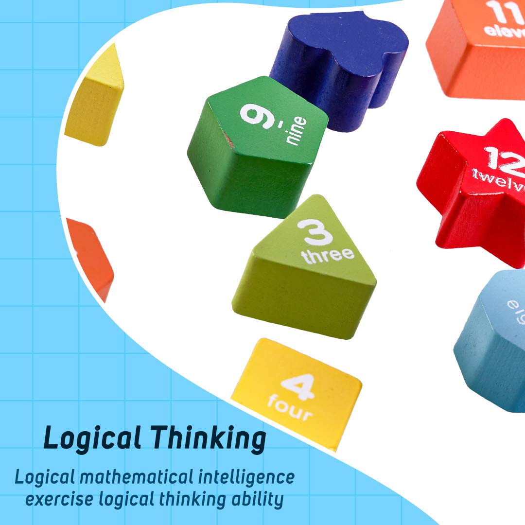 Wooden Clock to Learn Time, Shape & Color, Number and Shape Learning Educational